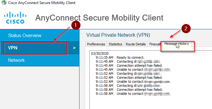 cisco anyconnect vpn client connection problems